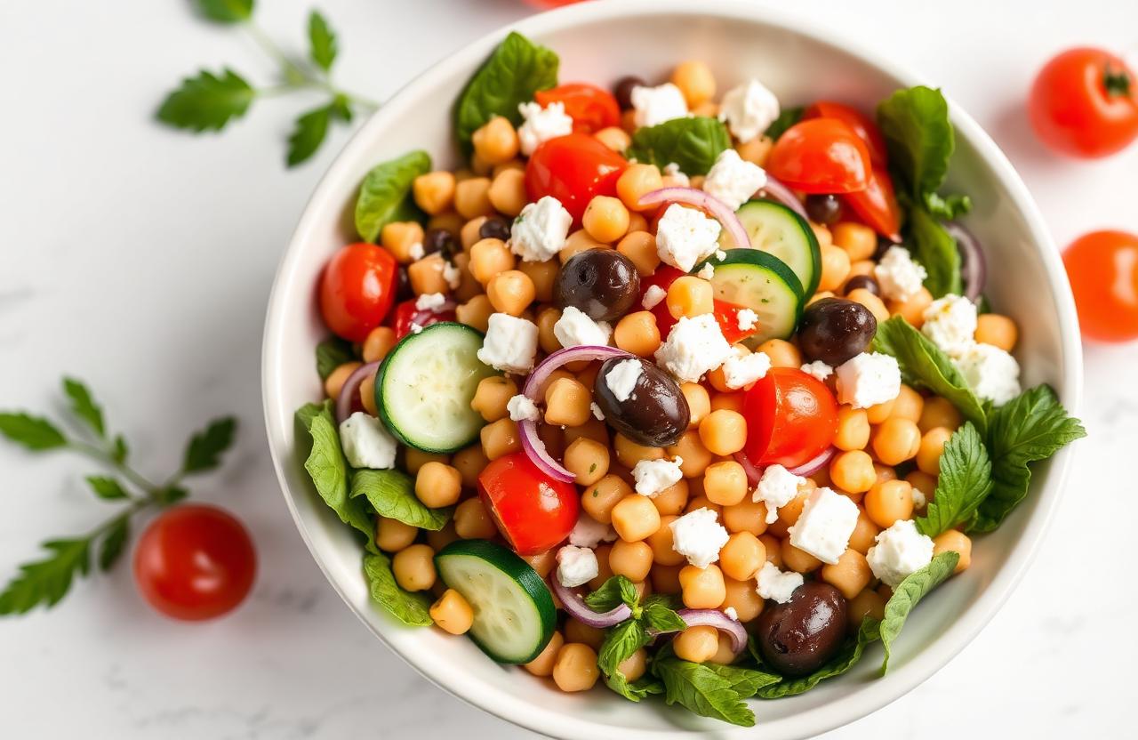 Mediterranean Chickpea Salad with Feta and Lemon